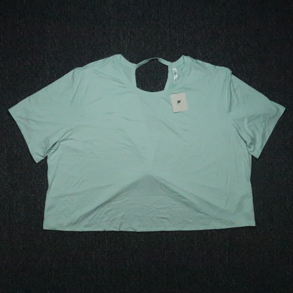 Fabletics Shirt‎ Womens 4X Blue Green Blake Twist Back SS Tee Active Yoga NWT